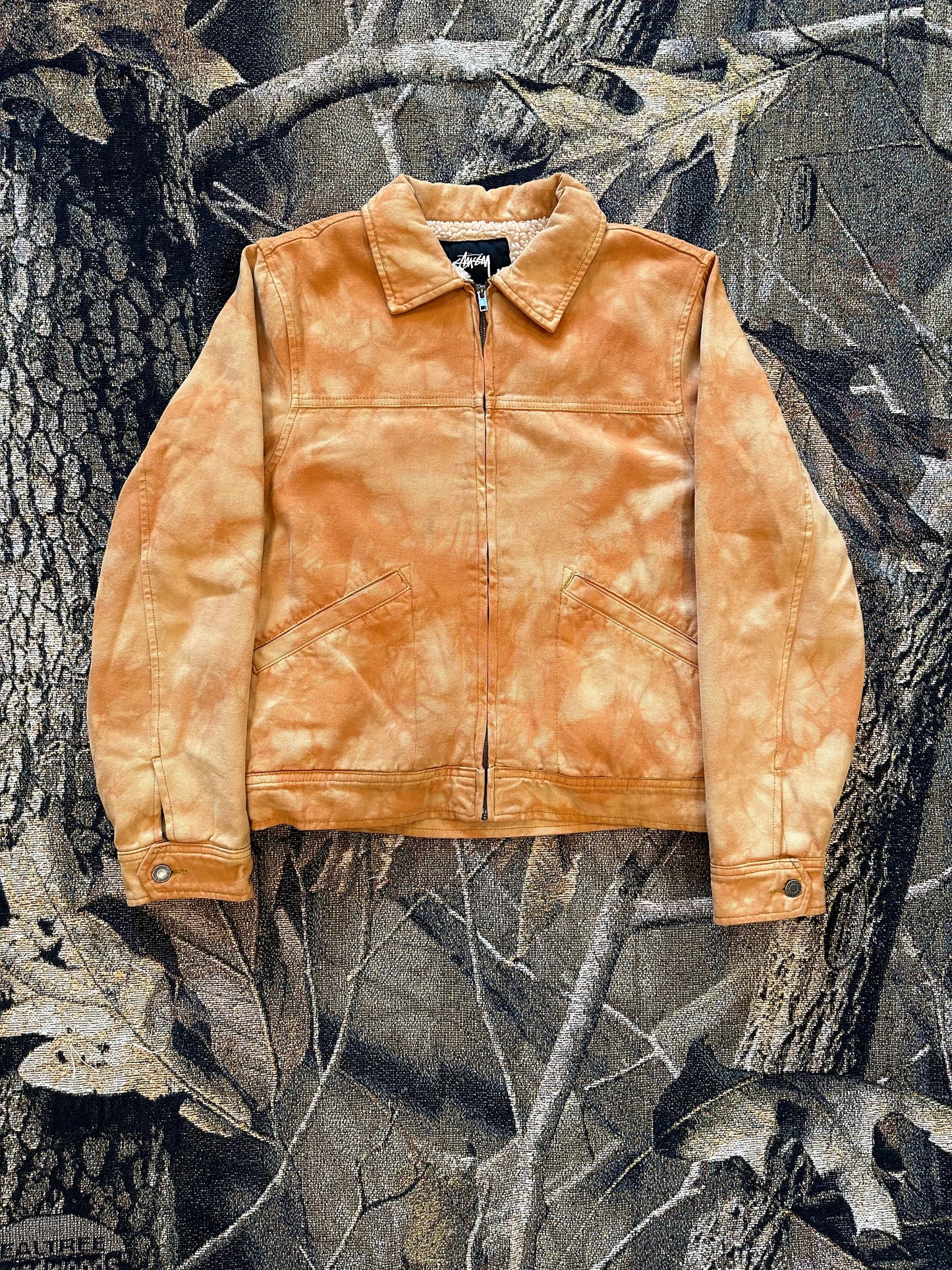 Stussy tye dye shearling jacket