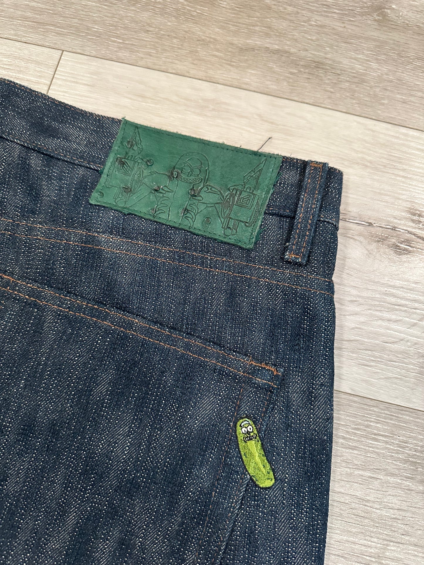 Pickle Rick selvedge denim naked & famous X Rick & morty 38x35