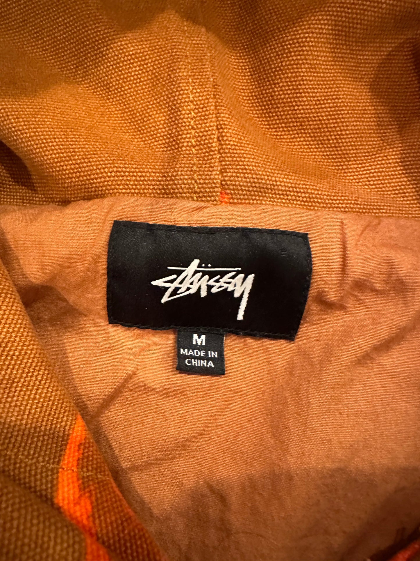 (M) Stussy printed canvas work jacket coat