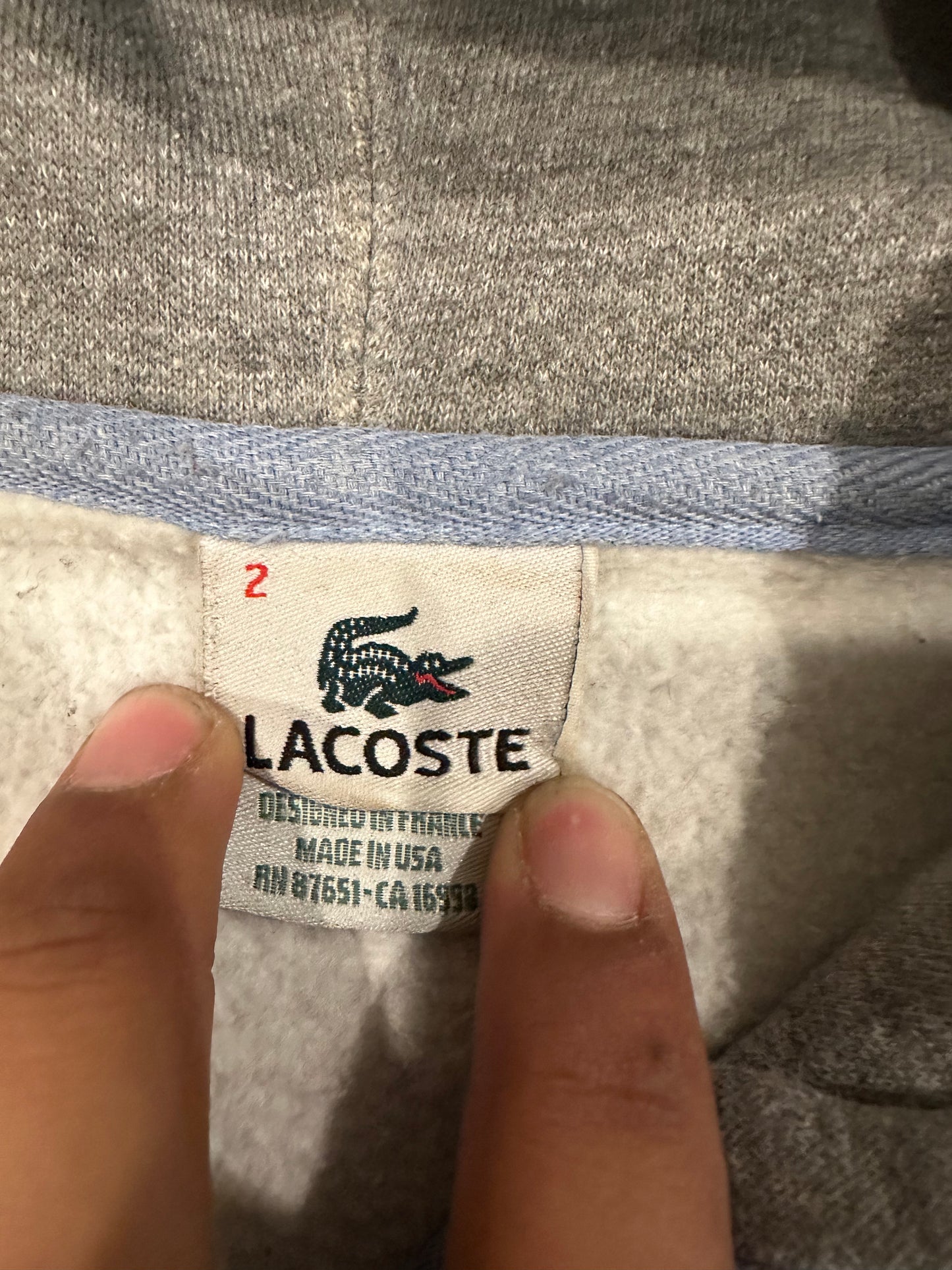 Lacoste pastel blue zip up hoodie