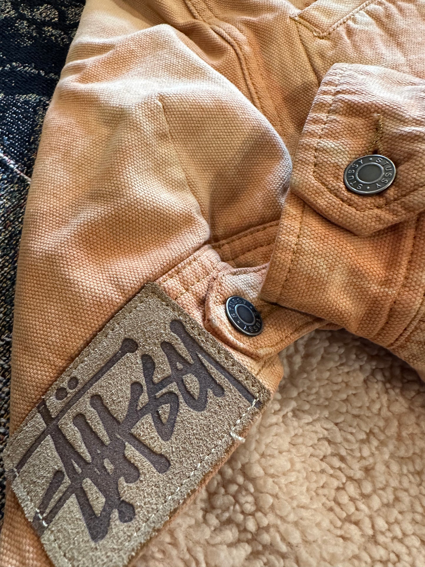 Stussy tye dye shearling jacket