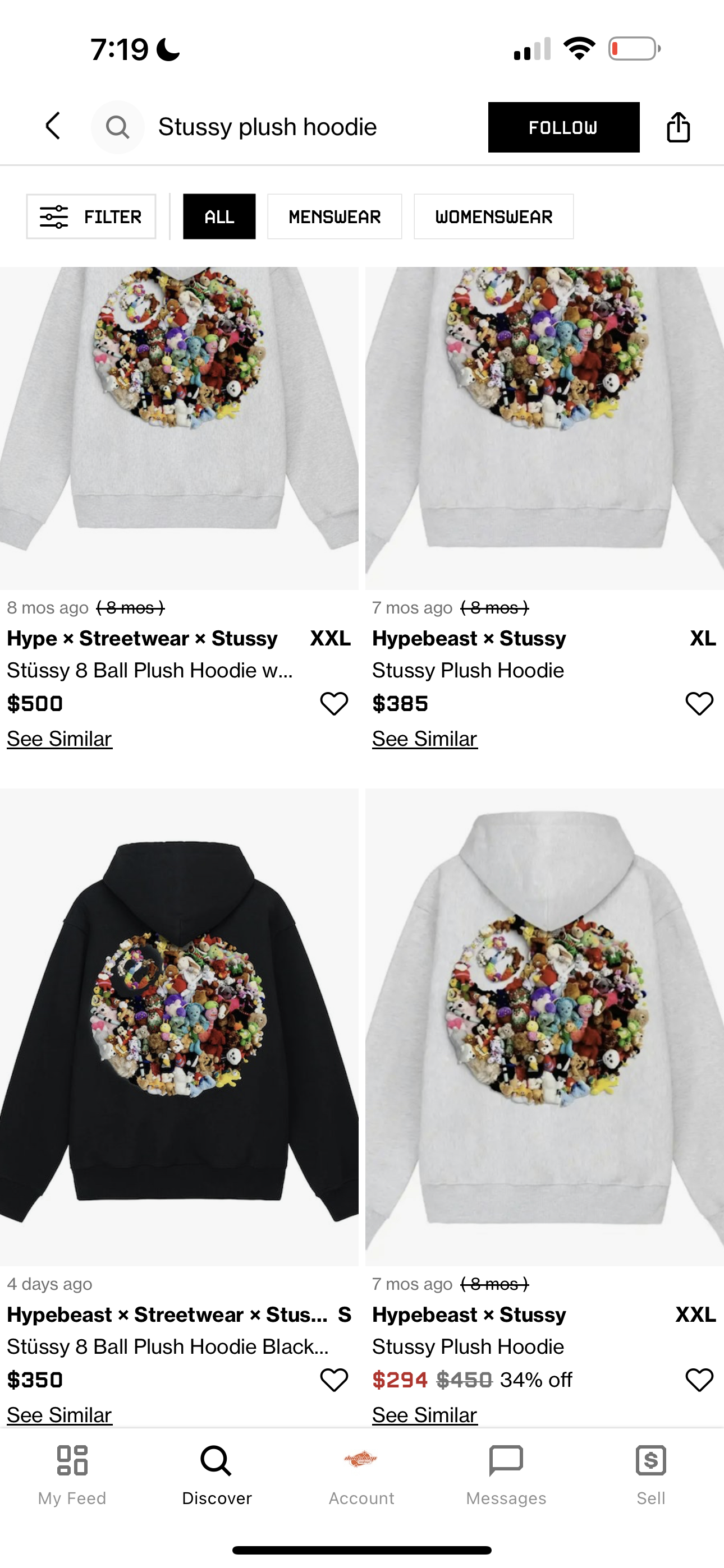 Rare Stussy plush 8 ball hoodie