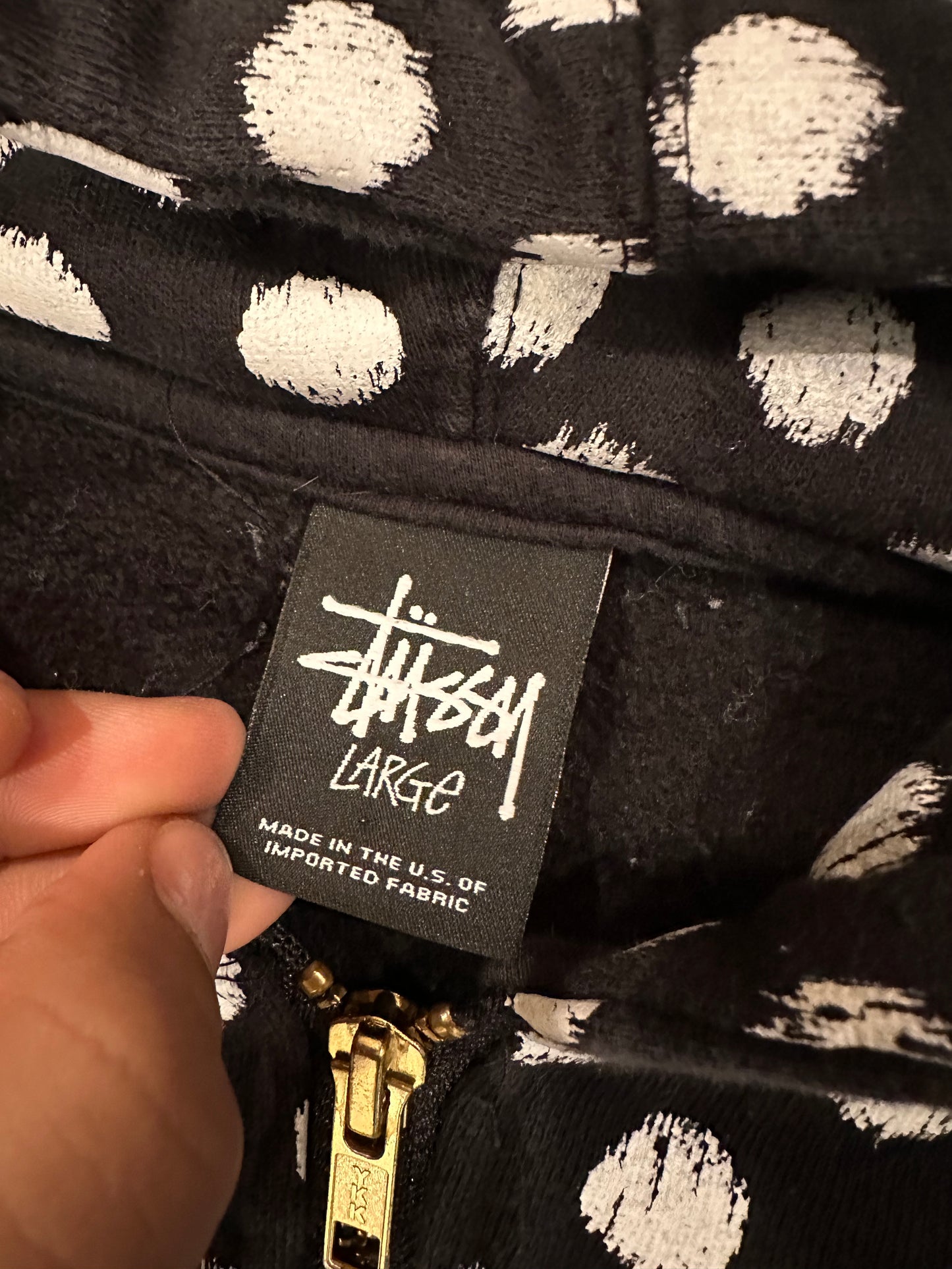 Rare stussy scratch dot zip up hoodie