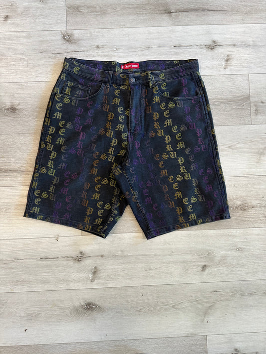 Rare Supreme Baggy Gradient Jacquard Denim Shorts Jorts