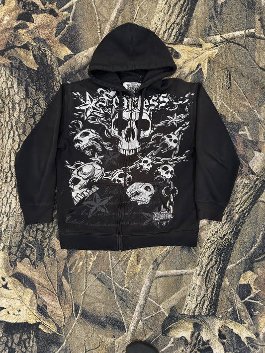 y2k skull zip up hoodie