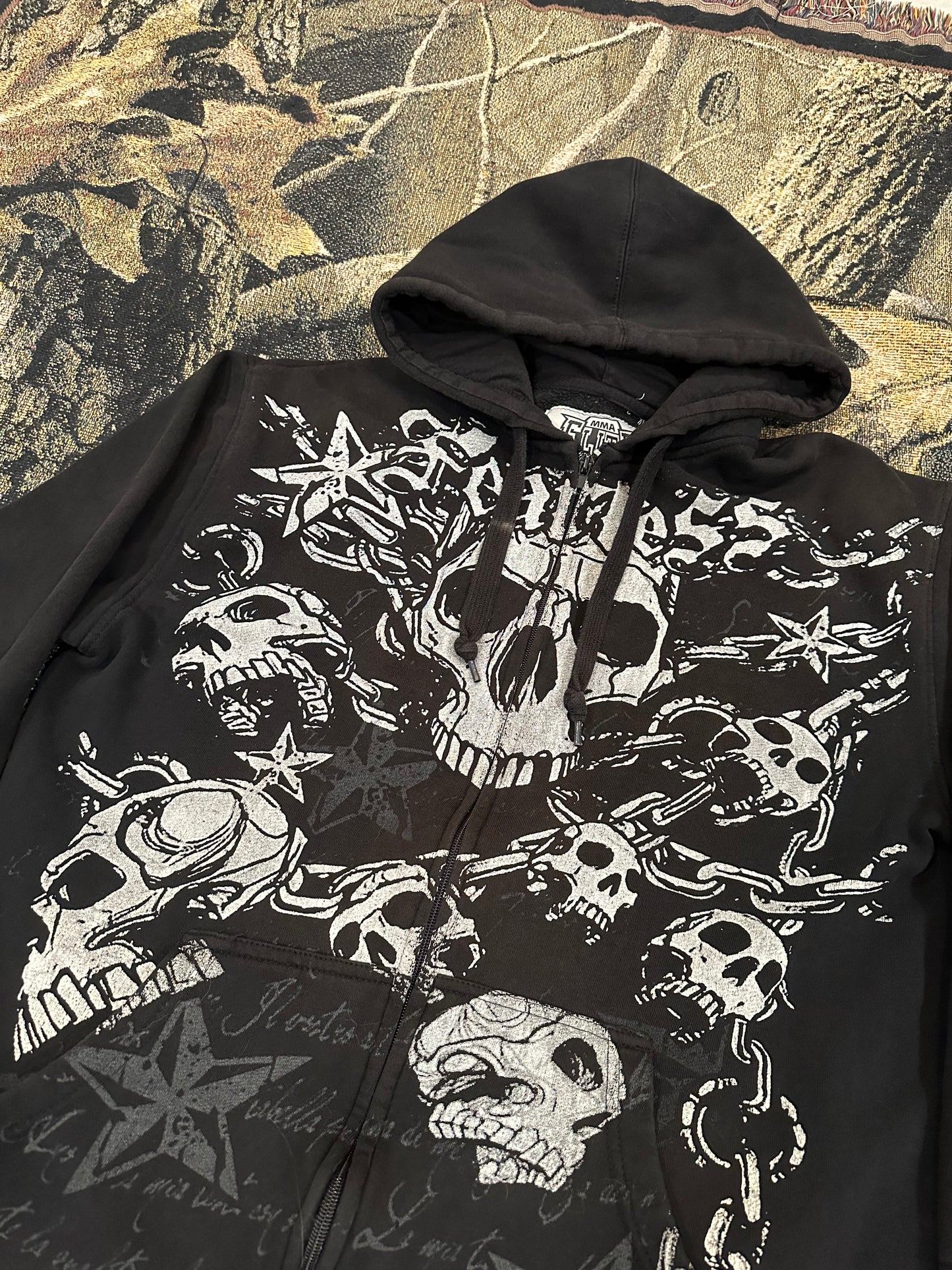 y2k skull zip up hoodie