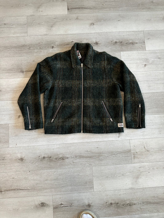 STUSSY zip up FLANNEL jacket