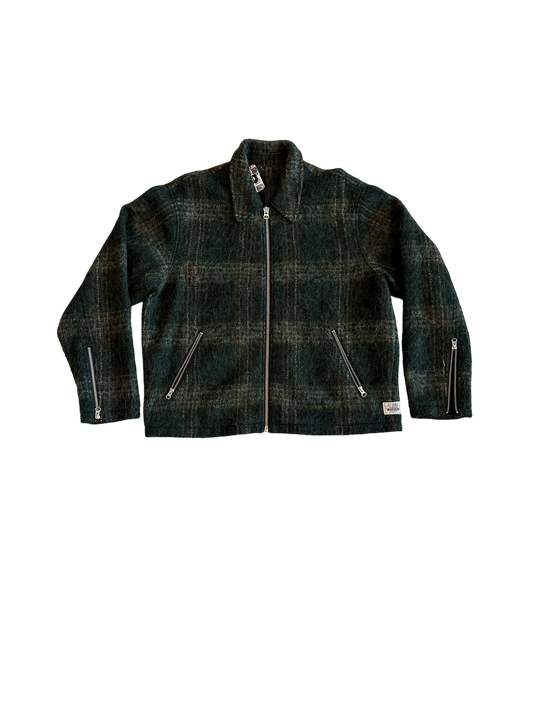 STUSSY zip up FLANNEL jacket