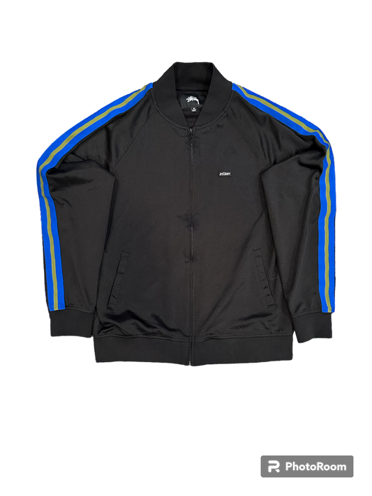 (M) Stussy poly track jacket black/blue/green