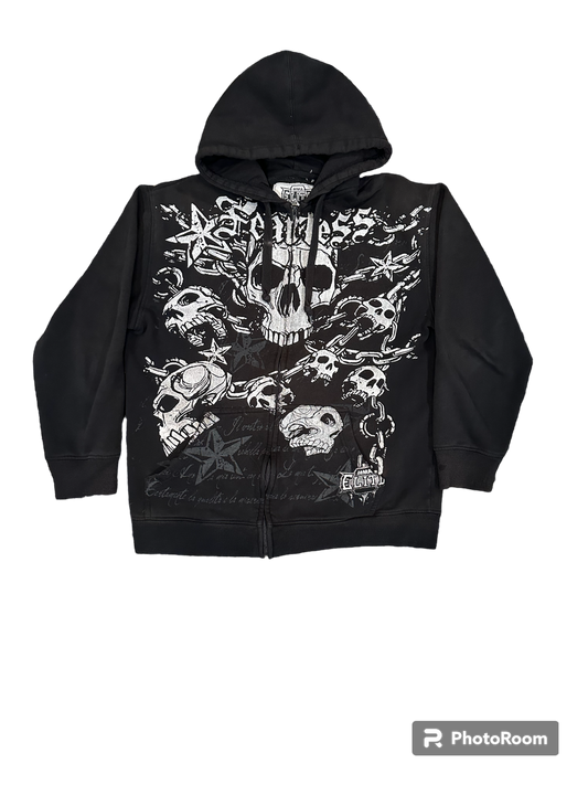 y2k skull zip up hoodie