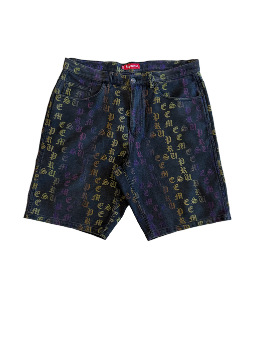 Rare Supreme Baggy Gradient Jacquard Denim Shorts Jorts