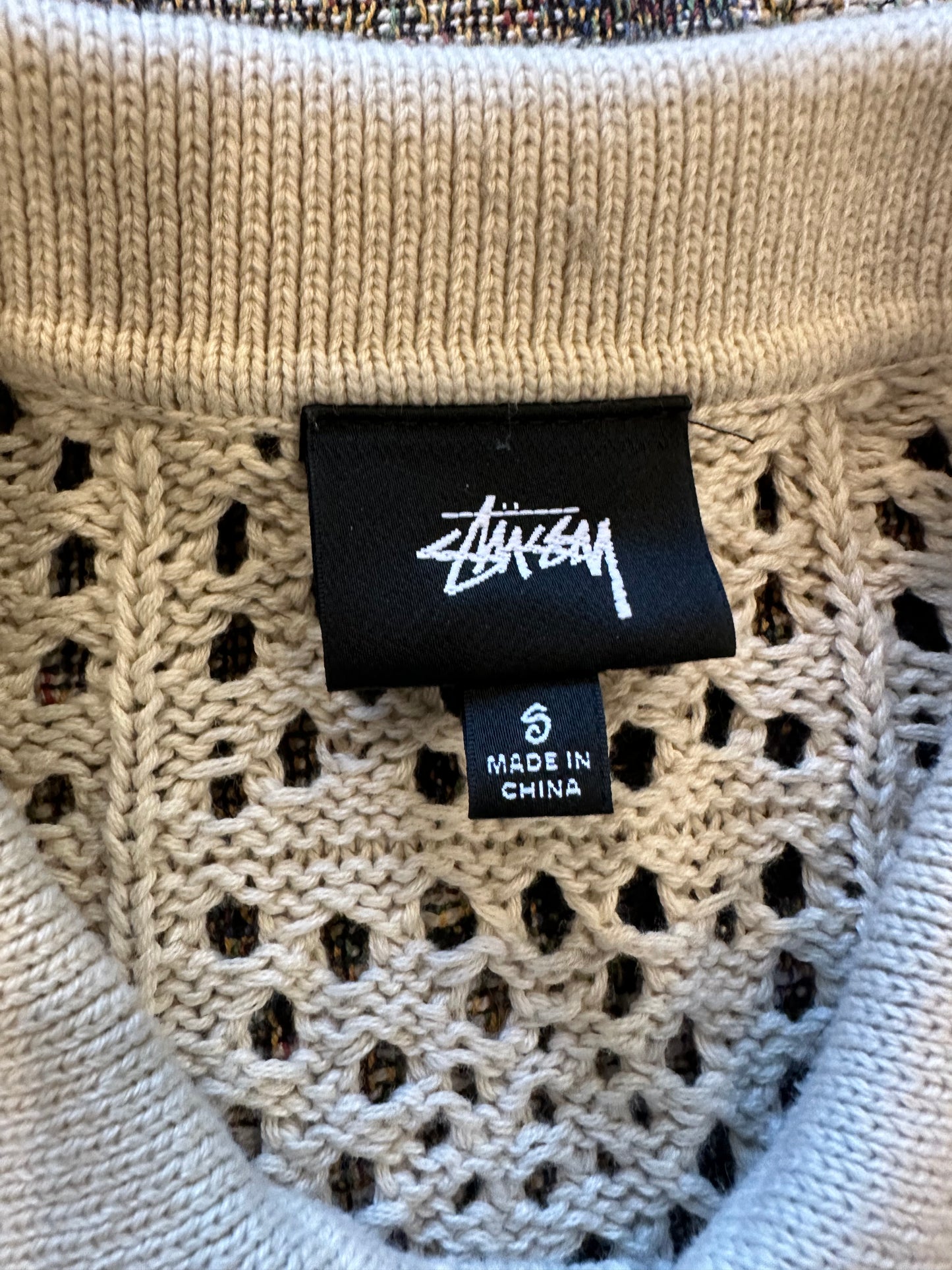 Stussy crochet button up shirt