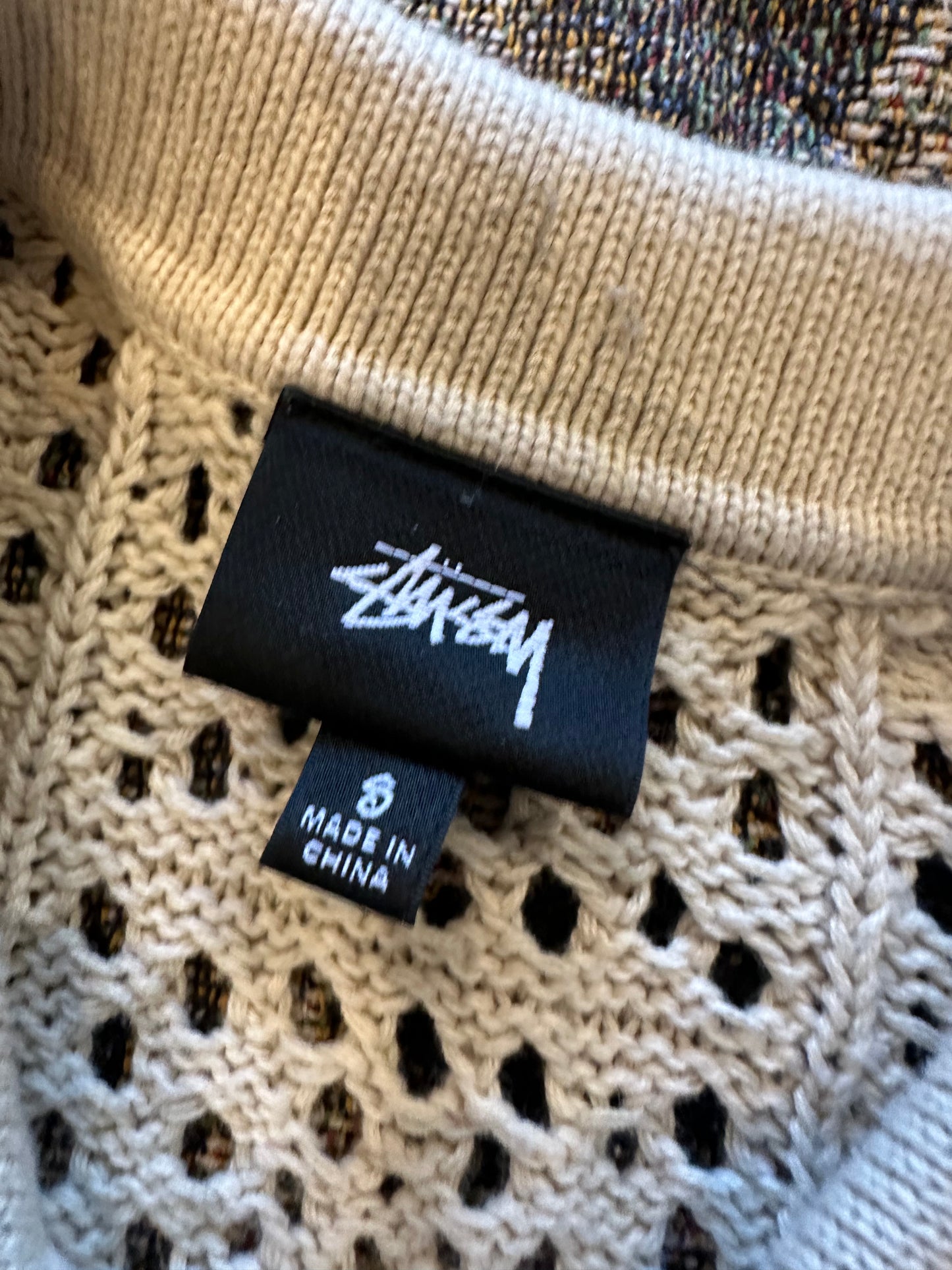 Stussy crochet button up shirt