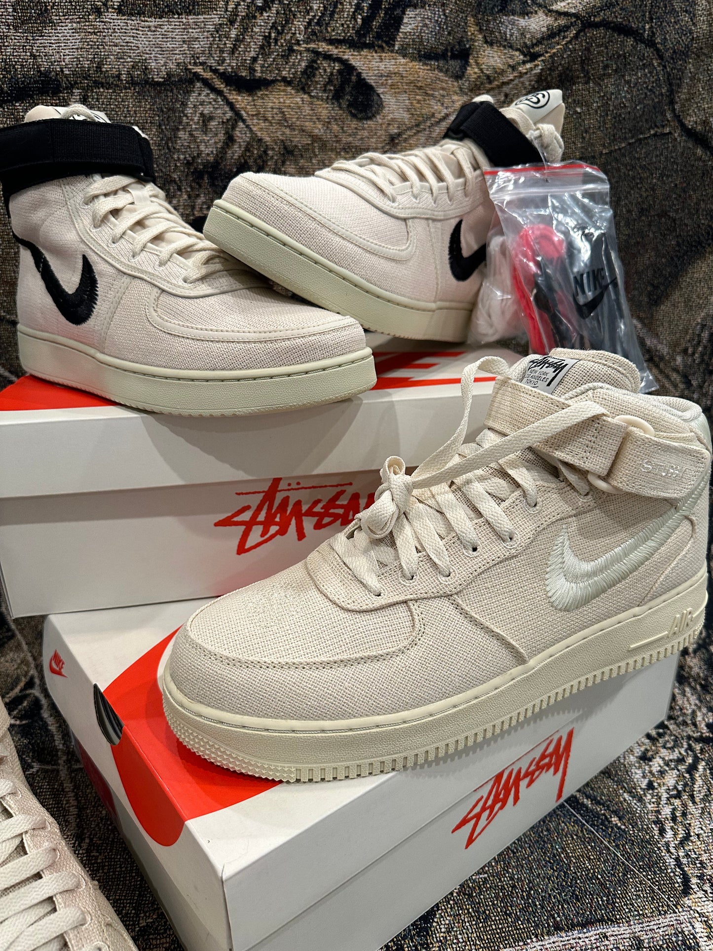 (10.5) Nike X stussy AF1 mid SP FOSSIL